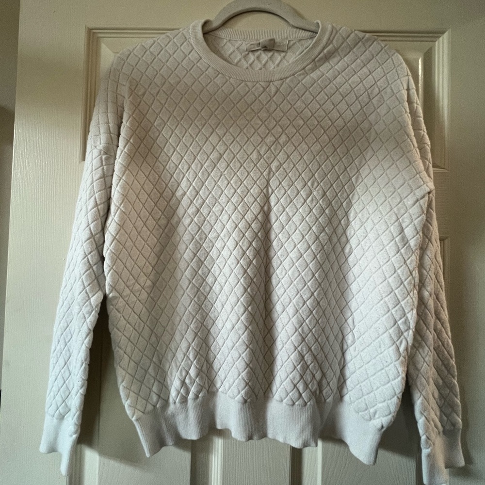 Cream quilted crewneck sweater